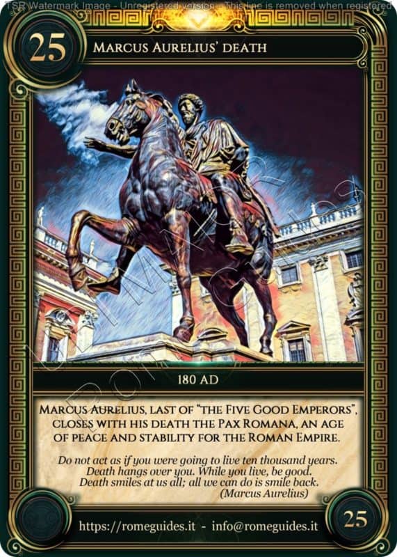Ubi Maior Rome Card Marcus Aurelius Death, Ubi Maior &#8211; Card 25, Rome Guides