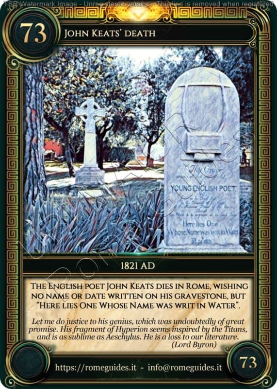 Ubi Maior Rome Card John Keats Death, Ubi Maior &#8211; Card 73, Rome Guides