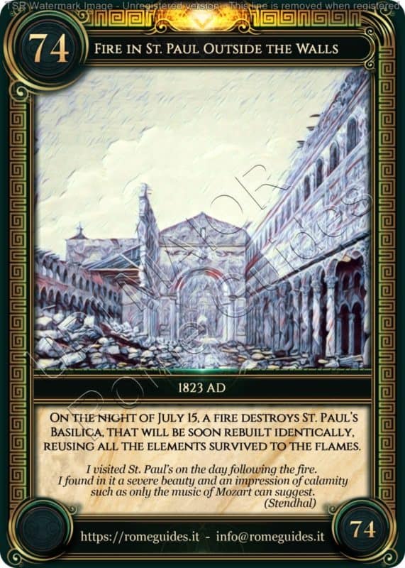 Ubi Maior Rome Card Fire Saint Paul Outside the Walls, Ubi Maior &#8211; Card 74, Rome Guides