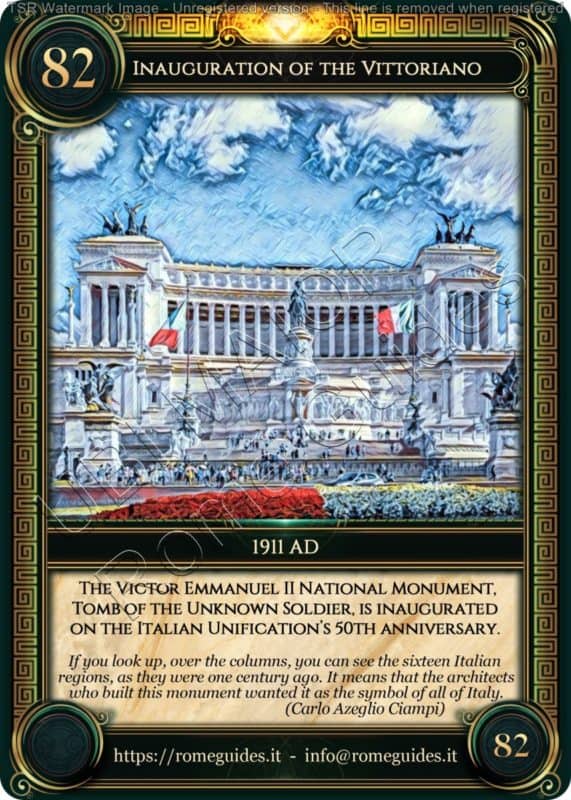 Ubi Maior Rome Card Inauguration of the Vittoriano, Ubi Maior &#8211; Card 82, Rome Guides