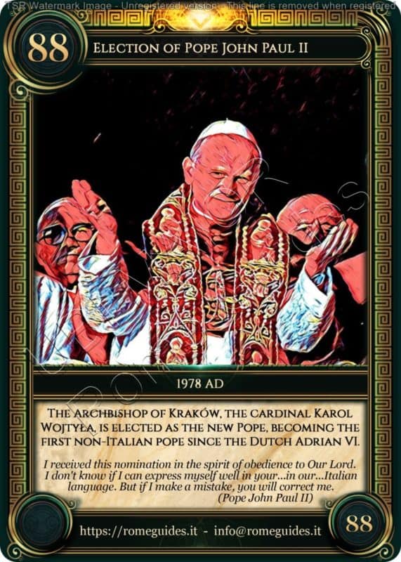 Ubi Maior Rome Card Election Pope John Paul II, Ubi Maior &#8211; Card 88, Rome Guides